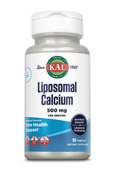 KAL Liposomal Calcium – bouteille de supplément avec étiquette lisible et observation claire des bénéfices.