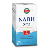 KAL NADH 5 mg – boîte et comprimés visibles, soutien potentiel à l'énergie.