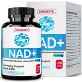 KANGERFU NAD Resveratrol liposomale – Bouteille visible, énergie potentielle.
