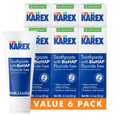 KAREX Kinder hydroxyapatite, emballage lot6, dentifrice sans fluor pour routine quotidienne.