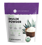 Kate Naturals Inuline, poudre organique d'agave bleu, bouteille prête à mélanger dans vos boissons.