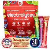 Keppi Electrolytes sachets saveurs assorties, hydratation sans sucre.