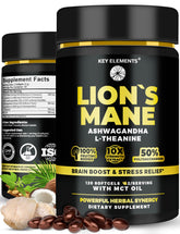 Emballage KEY ELEMENTS Lions Mane, gélules pratiques pour une routine quotidienne et concentration.