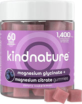Kindnature Gommes Magnésium Glycinate et Citrate – bouteille 60 gommes, pratique pour le soir.