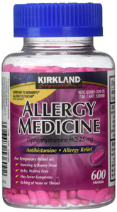 KIRKLAND Diphenhydramine 25 mg minitabs boîte: emballage clair pour soulager rapidement les symptômes.