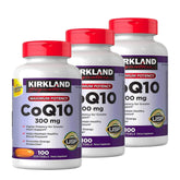 Kirkland CoQ10 300 mg, bouteille, soutient potentiellement l'énergie et le bien-être cellulaire.