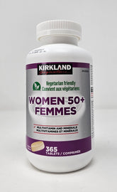KIRKLAND Femmes 50+ Multivitamines — Bouteille de 365 comprimés pour énergie quotidienne.
