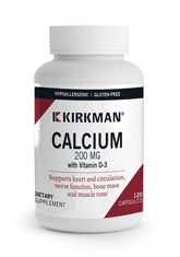 Kirkman calcium bisglycinate 200 mg – capsules visibles, soutien potentiel des os et des articulations.