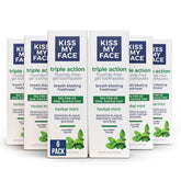 Kiss My Face dentifrice gel triple action menthe bio, fraîcheur durable et soin quotidien.
