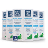 Emballage Kiss My Face Super White, dentifrice gel vegan et sans fluorure.