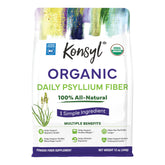 Konsyl Psyllium Husk Poudre versée dans un verre pour démarrer une routine fibre