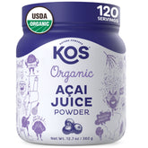 KOS Poudre d'acai biologique en pot, idéal pour smoothies riches en antioxydants