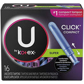 Tampons U by Kotex Click Compact, emballage en deux boîtes, pratique en déplacement