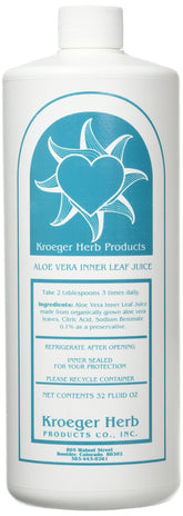 Gel Aloe Vera Kroeger Herb, feuilles intérieures, bouteille 32 onces, soutien à l’assimilation et à la circulation.