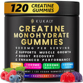 Kukaly Créatine Monohydrate Gommes – Bouteille pratique pour énergie durable pendant l’entraînement