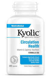 Kyolic Extrait d’Ail Vieilli Formule 106 — Bouteille de capsules conviviale et pratique.