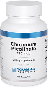 Laboratoires Douglas Chromium Picolinate en bouteille, 250 mcg, soutien potentiel au métabolisme.