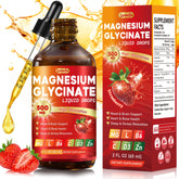 LAMFQA magnésium glycinate gouttes fraise – bouteille pratique et absorption élevée.