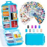 LANDNEOO boîte pilules 14 compartiments bleu, rangement portable pour médicaments.