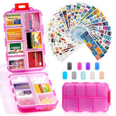 LANDNEOO boîtier pilules 14 compartiments transparent rose, rangement clair pour voyages