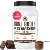 Left Coast Performance poudre bouillon os chocolat 32oz, riche en protéines et collagène.