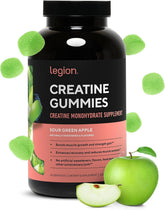 Gommes LEGION créatine monohydrate dans la bouteille, pratique pour l'entraînement.