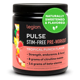 LEGION Pulse – bouteille élégante, énergie naturelle sans caféine pour entraînement.