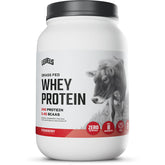 Levels Whey Protéine: poudre fraises dans bol pour un apport rapide après l’entraînement.