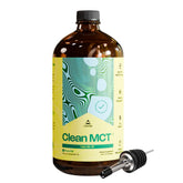 LevelUp Clean MCT Oil dans une bouteille en verre de 32 oz, énergie rapide pour démarrer la journée.