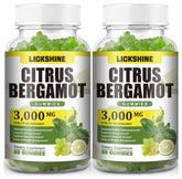 Gommes Lickshine Bergamote Citrus, emballage ouvert prête à déguster au quotidien.