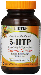 Bouteille Lidtke 5-HTP avec capsules faciles à avaler.