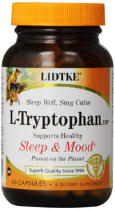 Lidtke L-Tryptophane Capsules – boîte: soutien potentiel au bien-être et équilibre nerveux.
