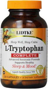 Lidtke L-Tryptophane Complete - Bouteille de capsules, soutien potentiel au sommeil et à l'humeur.