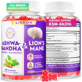 Gomme Liekoh Ashwagandha et Lion Mane dans la bouteille, soutien quotidien.
