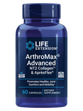 Life Extension ArthroMax Advanced NT2 collagène AprèsFlex – bouteille, soutien potentiel à la mobilité.