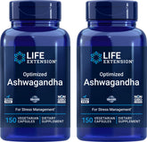 Life Extension Ashwagandha optimisé, bouteille 2x150 capsules, soutien quotidien