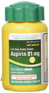 Life Extension aspirine 81 mg entérique boîte: soulage temporairement les douleurs mineures.