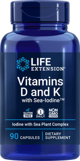 Life Extension D et K avec iode marine, capsules – prise quotidienne facile.