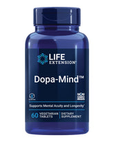 Life Extension Dopa-Mind – bouteille et étiquette, soutien potentiel de l'humeur et concentration