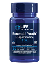Life Extension Essential Youth L-Ergothioneine – bouteille claire montrant une vitamine végétarienne pour la longévité