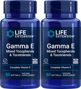 Life Extension Gamma E, flacon de capsules, mélange tocophérols et tocotriénols, soutien antioxydant potentiel.