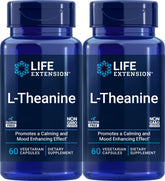 Life Extension L-Theanine, pack de 2 boîtes, capsules végétariennes pour un calme durable.