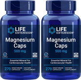 Life Extension magnésium 500 mg – bouteille verte, soutien potentiel détente et énergie.