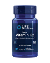 Life Extension Mega Vitamine K2, bouteille gélules, soutien potentiel à la densité osseuse.