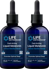 Life Extension Mélatonine Liquide Citrus-Vanille, flacon et étiquette, soutien potentiel au rituel nocturne.
