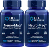 Life Extension Neuro-Mag lot de 2 bouteilles, capsules végétariennes potentiellement liées au soutien de la mémoire