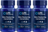 Life Extension Skin Restoring Ceramides — bouteilles pack 3, hydratation possible et soutien quotidien.