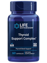 Life Extension soutiens thyroide complexe bouteille ouverte avec capsules faciles à avaler