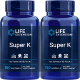 Life Extension Super K: bouteille de capsules molles visibles, soutien quotidien des vitamines K et K2.