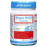 Life Space Shape B420 Probiotique, bouteille, soutien digestion naturelle et équilibre intestinal.
